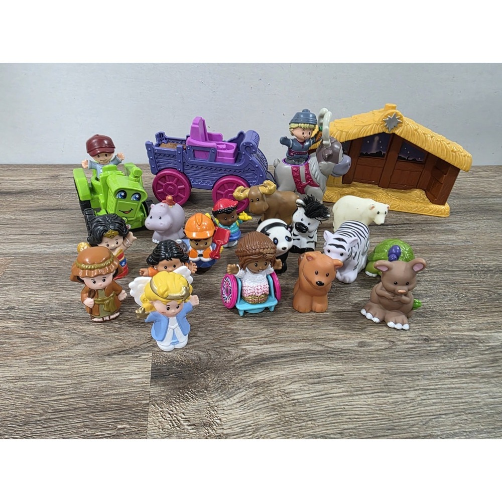 Fisher-Price Little People Mixed Lot of 22 Figures Tractor Nativity Zoo Disney